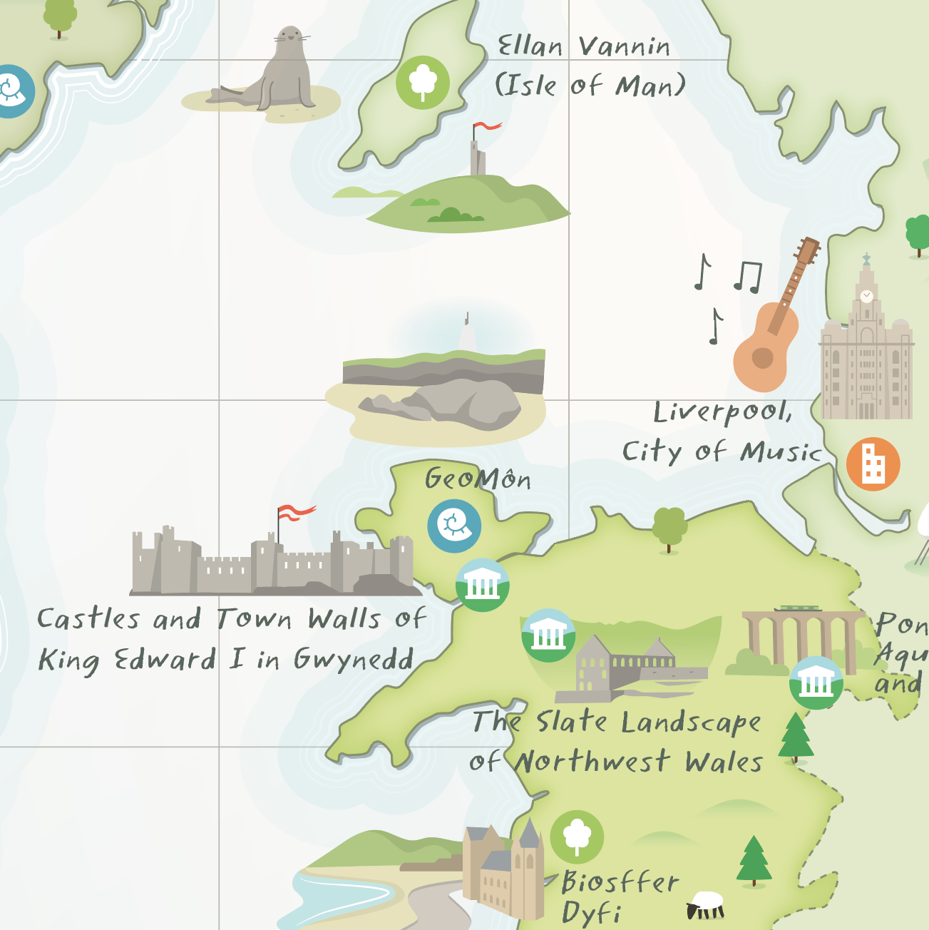 Geogomon 58 UK UNESCO sites on map